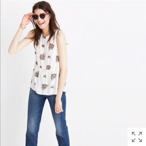 Madewell White Floral Tank Top